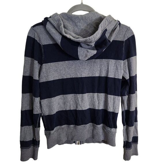 Abercrombie & Fitch Kids Navy Gray Striped Muscle Full Zip Hoodie Size L - Picture 2 of 6